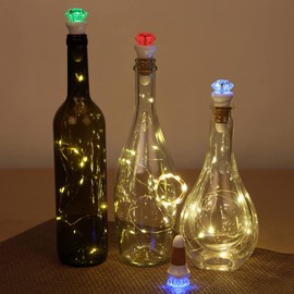 Uonlytech 2PCS Wine Bottle Cork Lights with String Lights, USB Rechargeable Bottle Lights Flash Diamond Light Fairy String Lights for Party Festival Wedding