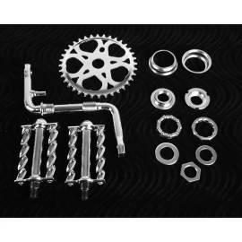 OG LOWRIDER HEART CHROME CRANK PACKAGE TWISTED PEDALS 20 CRUISE LOWRIDER BICYCLE
