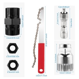 4Pcs Bike Repair Tool Kit,Include Freewheel and Cassette Lock Ring Removal Tools, Crank Puller, Bottom Bracket Tool & Chain Wrench – Essential Tools for Road & Mountain Bicycle (Silver, Black, Red)
