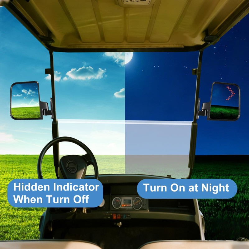 Golf Cart Mirror Universal with Turn Signal Light Golf Cart