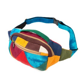 Freakmandu Eco-Friendly Boho Hippie Style Hemp Fanny Pack White Hip Waist Bag for Hiking Running Jogging