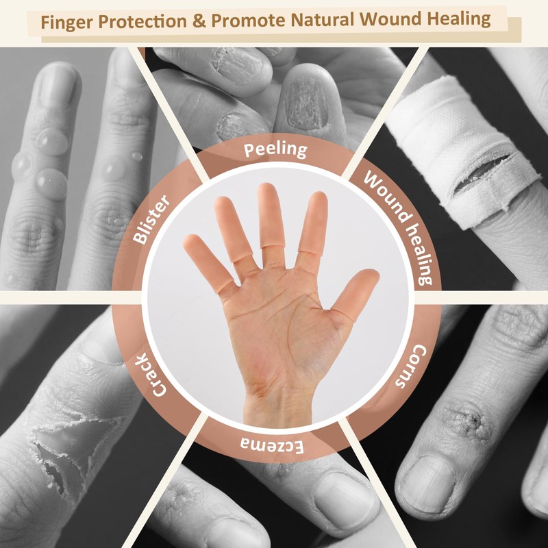 YIVCKOM Gel Finger Cots, Silicone Finger Protectors, Fingertip Bandages Band-aids