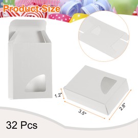 uxcell 32Pcs Soap Packaging Boxes 2.8x3.5x1.2 Inch Kraft Soap Box with Window Mini Soap Present Treat Gift Box for Bakery Candy Packaging Jewelry Display (Triangle, White)