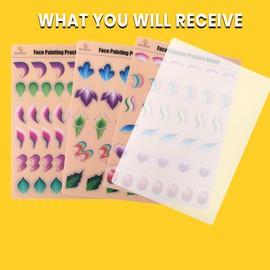 Bowitzki face Painting Practice Board,Reusable Colorful face Paint Practice Board,Painting Makeup Exercise Template A4 Size (#2)