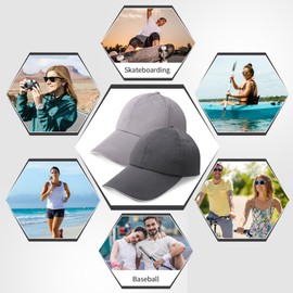 ViEinkaufen 2 Pack Plain Baseball Caps for Men Women Grey Baseball Cap with Adjustable Buckle Sports Caps Cotton Cap for Running, Gym, Fashion, Office and Outdoor