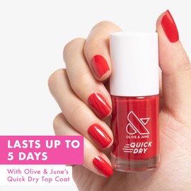 Olive & June Quick Dry Nail Polish | Fast-Drying, Smudgeproof Color | 15-free, Vegan, Cruelty-Free Formula | Lasts up to 5 Days | Salon-Quality Manicure, Pedicure at Home | Smooch