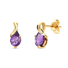 Orovi Jewellery Women's Drop Earrings with Gemstone/Birthstone in White Gold/Yellow Gold, 9 Carat/375 Gold Earrings, 9ct Yellow Gold