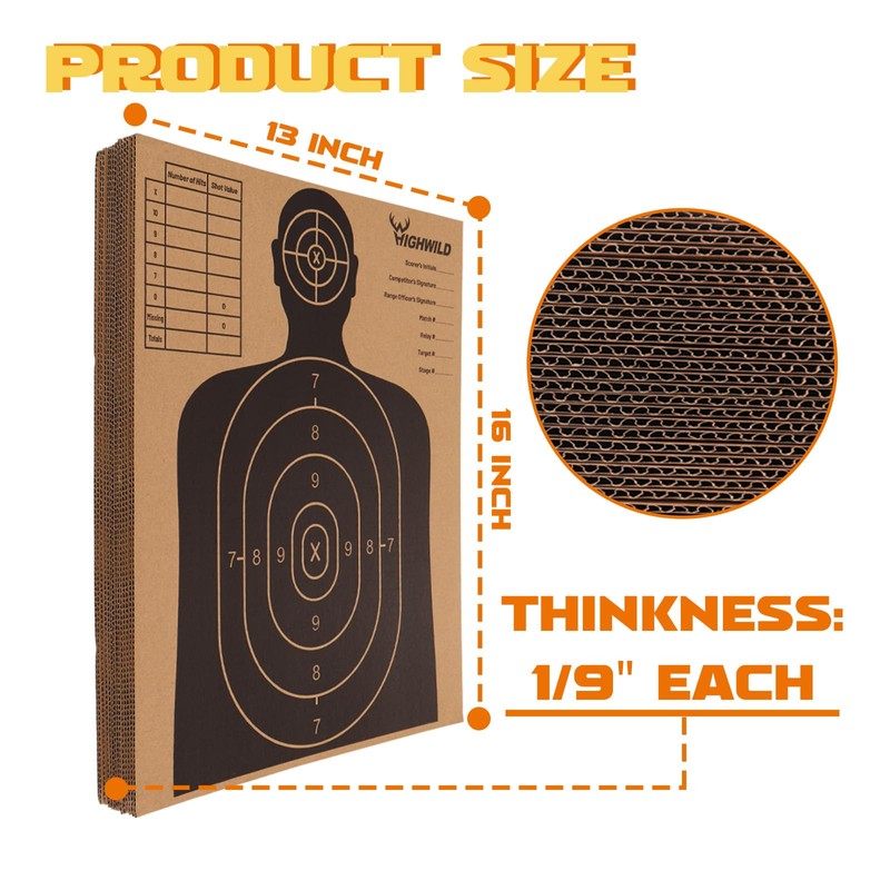 Highwild 13" X 16" Cardboard Targets for Shooting, Silhouette Paper