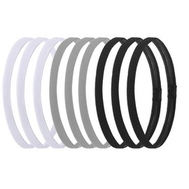 Hexchasty 9pcs Elastic Thin Headbands for Women Stretchy Skinny Headbands Sports Athletic Hair Bands for Women Men Girls Boys Teen Black for Women Men Girls Boys Teen Black White Gray