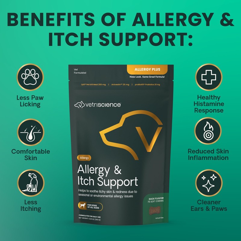 VetriScience Allergy & Itch Support Chews, Skin and Coat Supplement