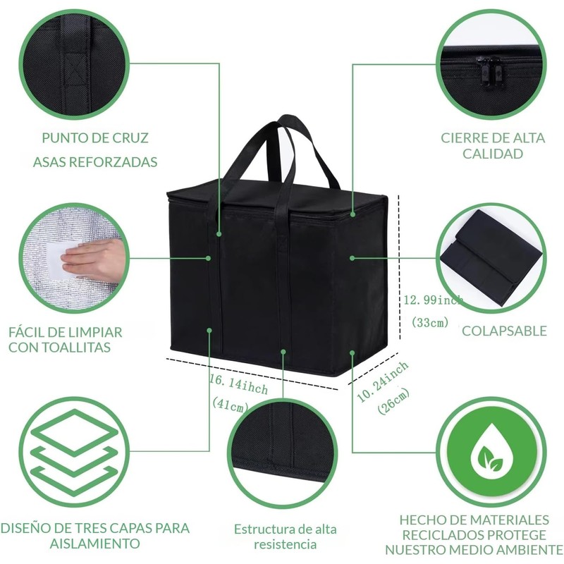 Bolsa Térmica 2 PCS - Aislante Reutilizable, Plegable para Comida