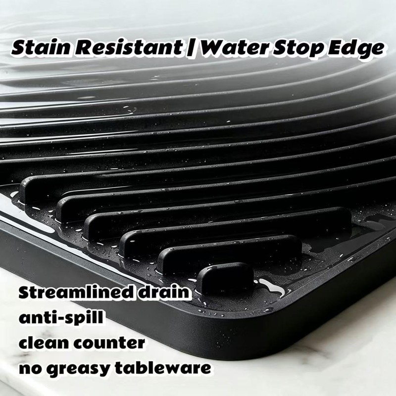 Silicone Dish Drying Mat for Kitchen counter, 15.8"x13" (Black)