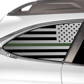 BOGAR TECH DESIGNS Fits Subaru Outback 2020-2025 Precut Quarter Window American Flag Vinyl Decal Sticker, Thin Green Line