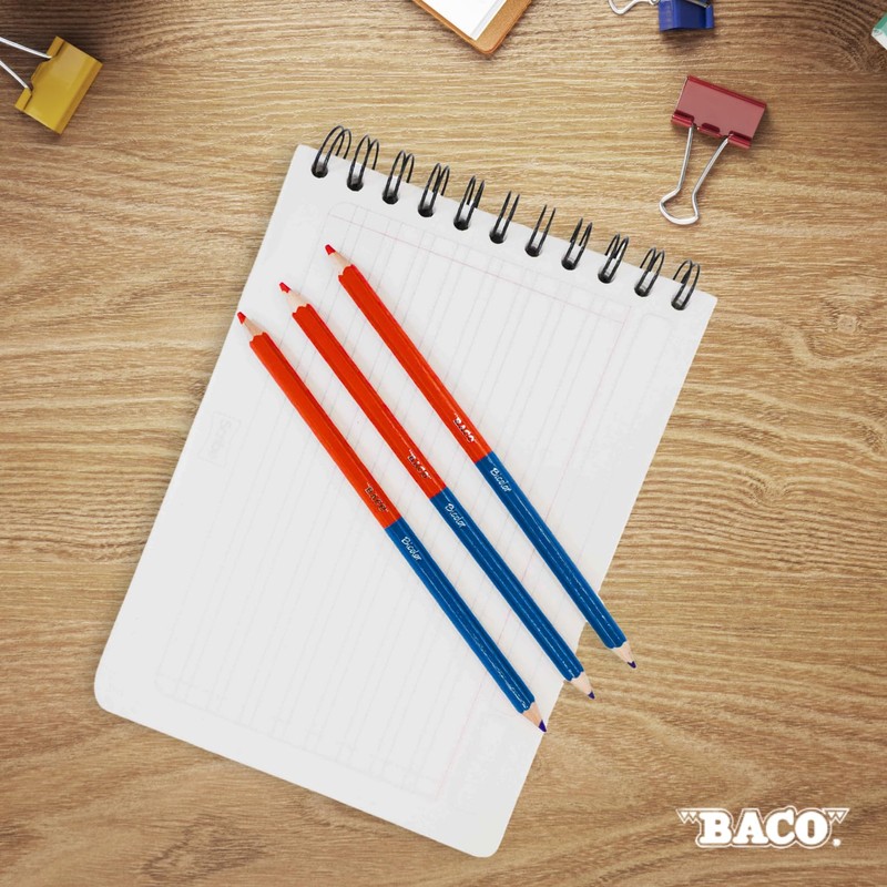 Baco | Lápiz Bicolor Hexagonal para Resaltar Azul y Rojo