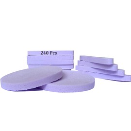 Esponja facial comprimida, 240 unidades de PVA profesional para eliminar el maquillaje lavado de cara redonda, esponjas exfoliantes para mujeres, color morado