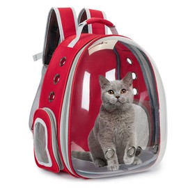 Cat Bubble Backpack Carrier for Small Medium Dogs Cats Carrying Bag, Airline Approved Pet Travel Carrying Bag Dog Hiking Walking Outdoor Backpack (Red)