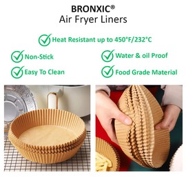 BRONXIC® 150PCS Large Air Fryer Liners 20cm | Heavy Duty Oil Proof & Non-Stick Air Fryer Liner | Heat Resistant Disposable Parchment Airfryer Liners | Perfect for Baking, Roasting & Cooking