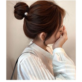 Fuyunohi ヘアゴム パール 黒 5本セット 髪ゴム 高弾性 韓国風 跡がつかないヘアゴム 髪留め おしゃれ 跡がつかない ヘアアクセサリー パールヘアゴム 大人 優雅 上品 ビューティーク