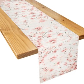 Hejo Cherry Blossom Pattern Table Runner,Reusable Table Runners for Dining Table,Washable Spring Summer Dining Table Runner for Home,Party,Festivals(40*140cm)
