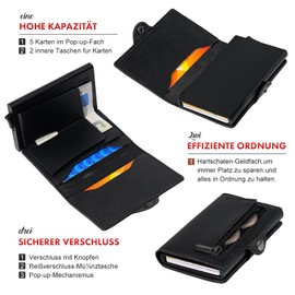 AISIR Wallet, Slim Wallet, Men's Mini Wallet with RFID, Men's Wallet with Coin Compartment (Black), black, Modern