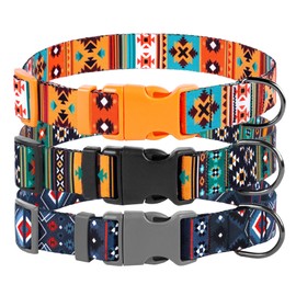 Southwest Dog Collar Tribal Pattern Adjustable Puppy Pet Collars for Small Medium Large Dogs Aztec Print (Aztec, Neck Fit 14"-18")