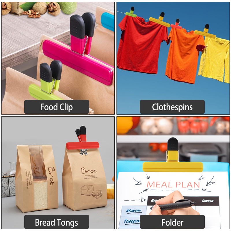 TOKSEO Pack of 12 Sealing Clips, 2 Size Colour Clips