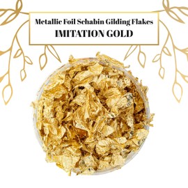 U.S. Art Supply Metallic Foil Schabin Gilding Gold Leaf Flakes - Imitation Gold in 10 Gram Bottle - Gild Picture Frames, Paintings, Furniture, Decorate Epoxy Resin, Nails, Jewelry, Slime