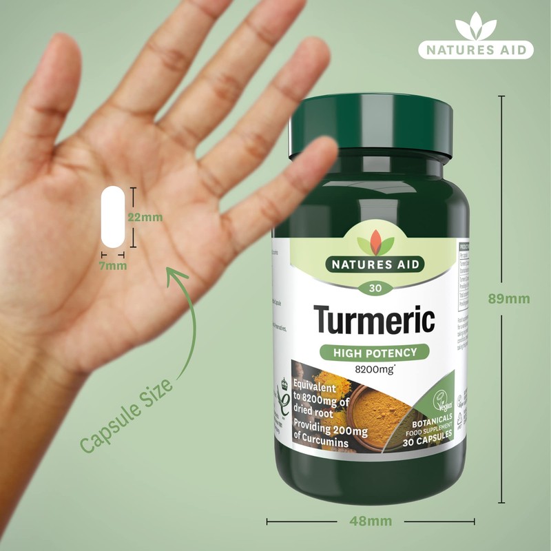 Natures Aid Turmeric 8200 mg, High Potency Extract plus Whole