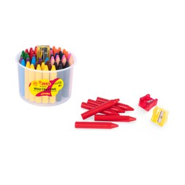 Jovi - Pastelli a cera Rotondi, Scatola da 60 unità + Temperamatite, Colori Assortiti, Tratto liscio e uniforme, Resistente e ad alte prestazioni, Senza Glutine
