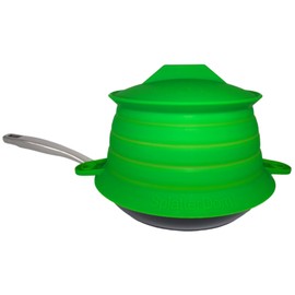 SplatterDom Splatter Protector for Most 8 and 10 Inch (20 and 25 Centimeters) Pots and Pans - Collapsible, Adjustable, Reversible, Dishwasher Safe - Includes an 8 Inch Lid (Lime Green, Small)