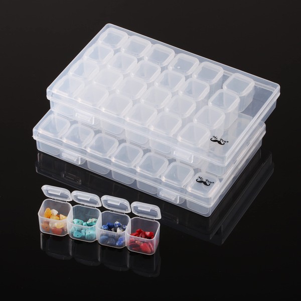 Mr. Pen- Diamond Painting Bead Storage Containers, 28 Grids, 2 Pack, Includes 160pcs Label Stickers, Diamond Art Bead BoxOrganizer
