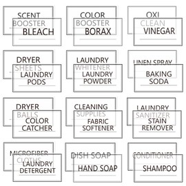32PCS Laundry Room Labels Waterproof, Clear Laundry Labels for Jars, Transparent Stickers for Organizing Bottles, Detergent Dispensers & Storage Containers (2.8"X1.7")