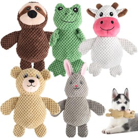 Act boldly 5-Pack Squeaky Dog Toys – Durable Animal-Shaped Plush Chew Toys for Dogs, Handmade Interactive Puppy Toys with Squeaker, Perfect for Reducing Destructive Behavior