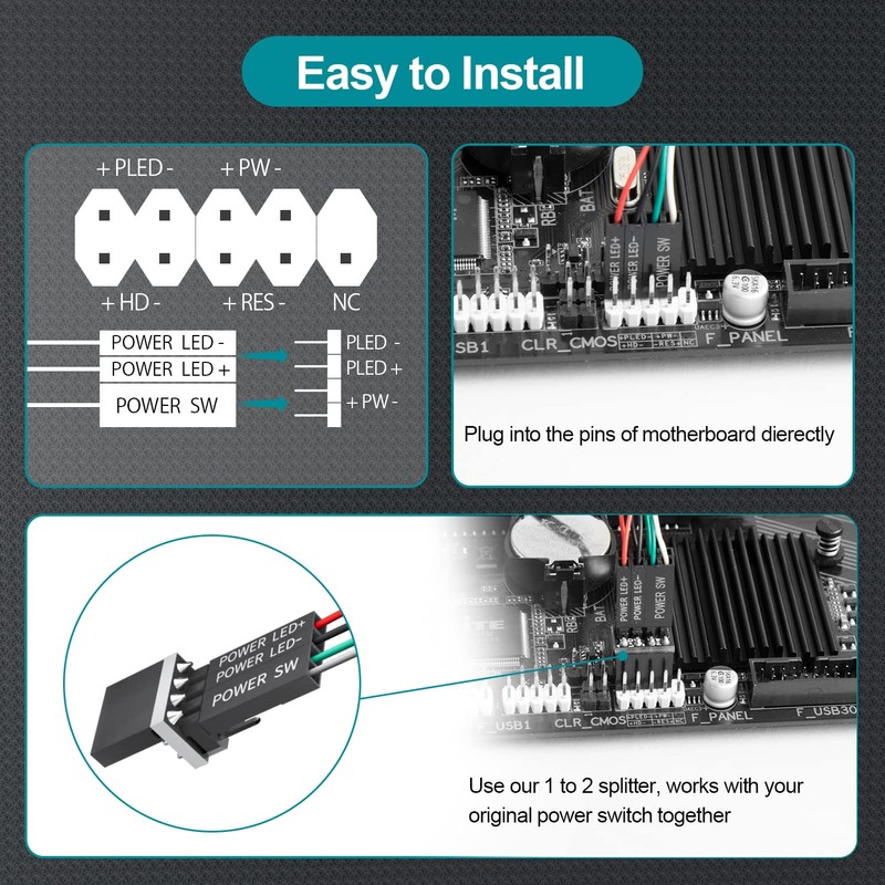Desktop Computer PC Mechanical Power Switch: LED Power On/Off Button