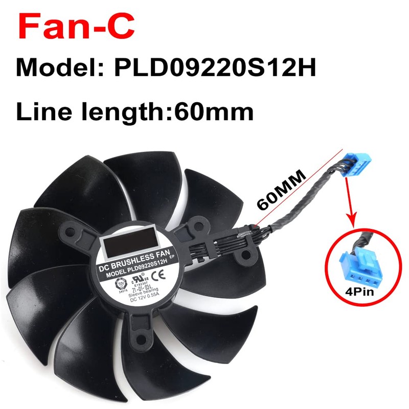 Coolerage 87mm 12V 0.55A 4Pin PLD09220S12H RTX3070 RTX3080 RTX3090 FTW3