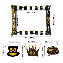 50th Birthday Party Funny Photo Props 50th Birthday Photo Props 50th Birthday Woman Man Photo Props Gifts 30 Pieces Photo Props and 1 Piece Inflatable Frame