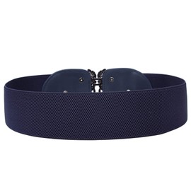 Syuer Women Retro Style Stretchy Waist Belt Vintage Elastic Wide Dress Belts (XXL-XXXL (36”-45”), Navy Blue)