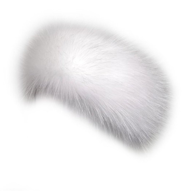 Dikoaina Womens Faux Fur Headband Winter Earwarmer Earmuff Ski (White)