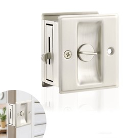 Lpraer 1 x Sliding Door Bolt Anti-Theft Mortise Lock 64 x 70 mm Stainless Steel Recessed Handle Sliding Door Handle Door Lock Sliding Door Lock for Doors Cabinet Door Bathroom Door Wooden Door