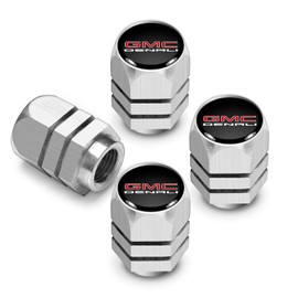iPick Image for GMC Denali Nameplate in Black Hexagon Shape Aluminum Tire Valve Stem Caps (Silver)