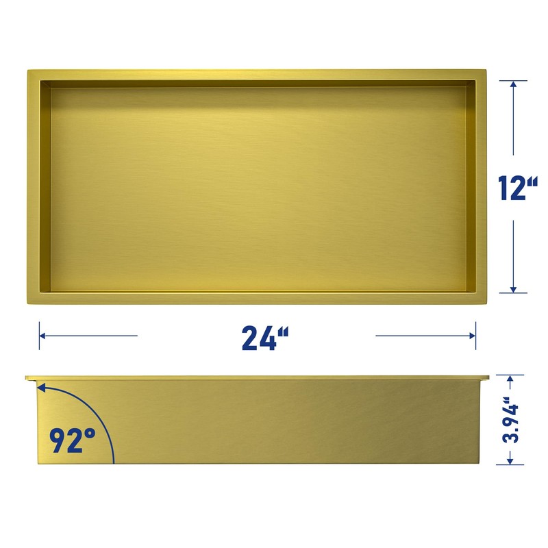 Bernkot Stainless Steel Shower Niche 24" X 12" Gold No