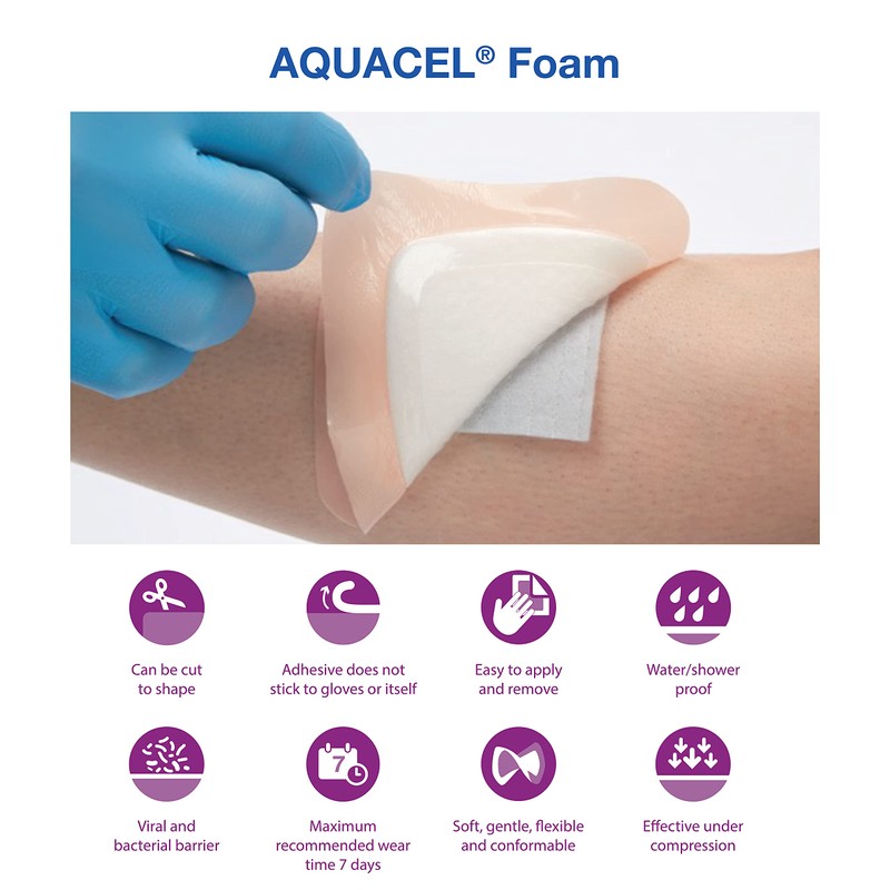 ConvaTec AQUACEL Foam 4"x4" Wound Dressing with Silicone Gel Adhesive,