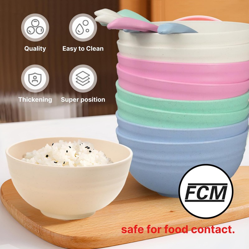 Flewdart 8pcs unzerbrechliche müslischalen plastik unzerbrechliche 700ml eindicken mit 8