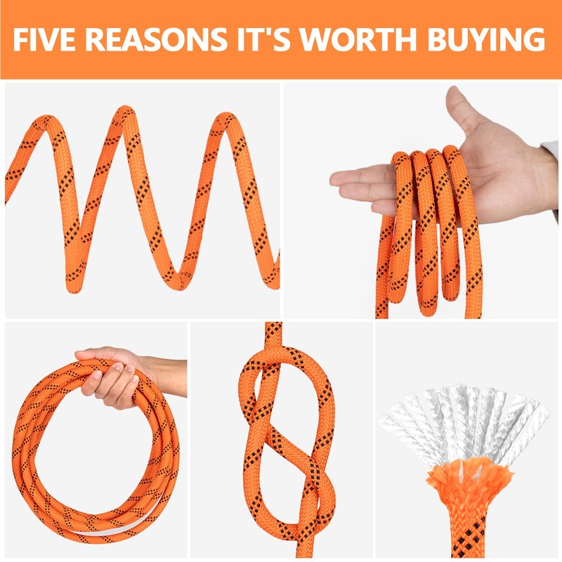 X XBEN Braided Polyester Arborist Rope 1/2 inch X 120ft,