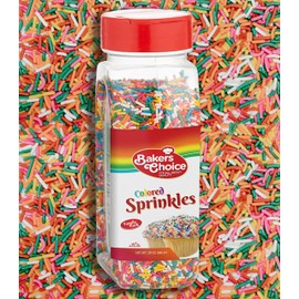 Bakers Choice Rainbow Sprinkles for Baking - Rainbow Jimmies Sprinkles for Ice Cream Toppings - Dairy Free, Kosher 20 oz.