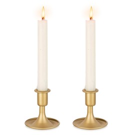Candlestik - Candelabros dorados para centros de mesa, de latón, estilo vintage, para velas cónicas, 2 unidades de metal para Navidad, mesa de boda, chimenea, decoración de sala de estar
