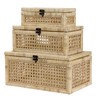 ANMINY Rattan Decorative Basket Box with Glass Lids, Set of