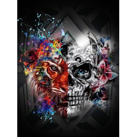 1000 Pieces Wooden Puzzle Adult Puzzle DIY Tiger Skull Puzzle Skull Puzzles for Children from 12 Years and Adults Puzzles Educational Game Home Decor Wall Art Unique Gift 75 cm x 50 cm