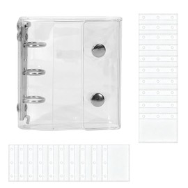 DFsucces Sealing Book, 3-Hole, A8 Size, Transparent Seal, Binder, Mount, Ledger, File, Removable, Seal Storage, 20 Refills Included (Clear)