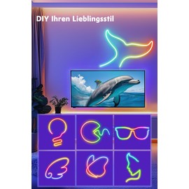 Nixtrve Neon LED Strip 3 m, RGB IC Neon LED Strip with App Control, DIY Shape Design, Works with Alexa, Segment Control, Music Sync, LED Neon for Living Room, Bedroom, Wall Decoration